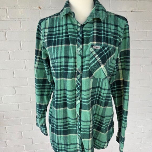 Women's Columbia Flannel Long Sleeve Shirt - Teal Blue Flannel shirt SIZE Large - Picture 2 of 9